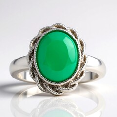 Anello in argento con Onice Verde