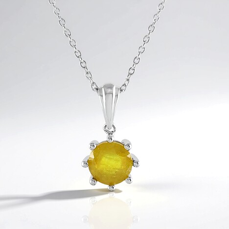 Collana in argento con Zaffiro Giallo del Madagascar