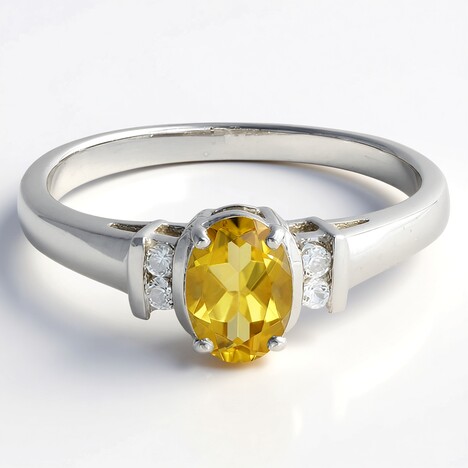 Bague en argent et Quartz champagne