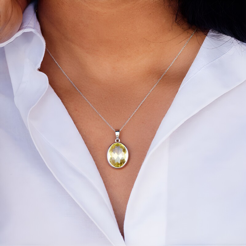 Zilveren hanger met een Limoen Kwarts