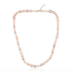 Collier en argent et Perle de culture d'eau douce de couleur pêche (TPC)