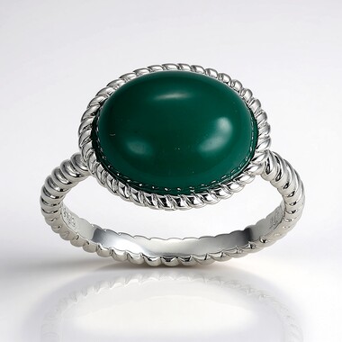 Anillo en plata con Ágata verde