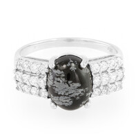 Bague en argent et Obsidienne Flocon-de-Neige