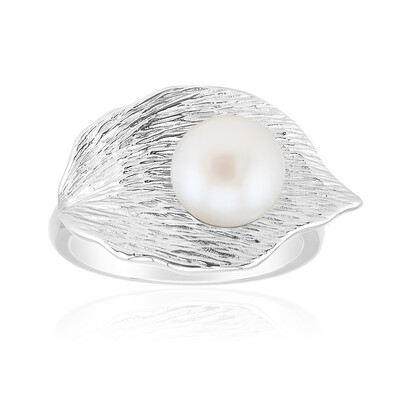 Bague en argent et Perle blanche de culture d'eau douce (Michelle Albala)