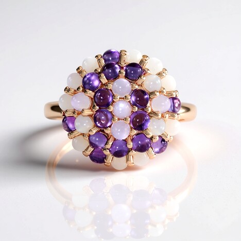 Anello in argento con Pietra di Luna Bianca (KM by Juwelo)