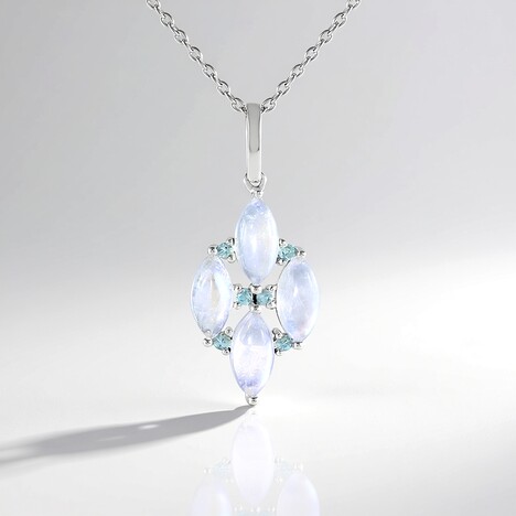 Collier en argent et Pierre de lune bleue (KM by Juwelo)
