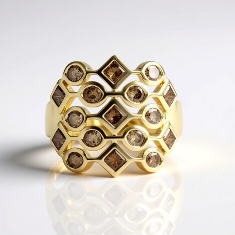 Anello in oro con Diamante Champagne I2 (de Melo Gold)