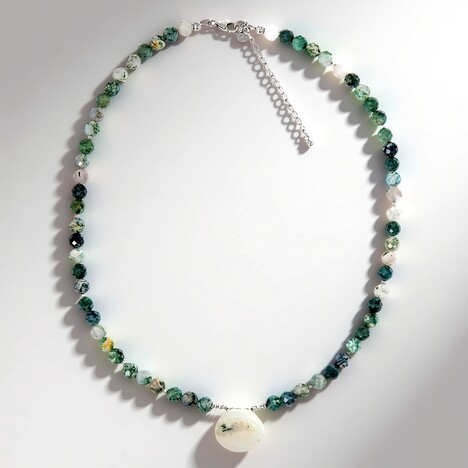 Collana in argento con Agata Bianca