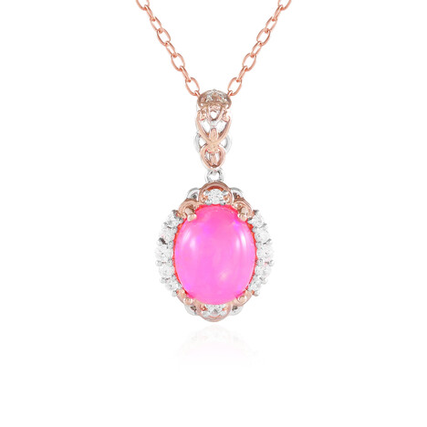Äthiopischer Pinkfarbener Opal-Silberhalskette (Gems en Vogue)