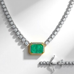 Collana in argento con Smeraldo pozzo D8