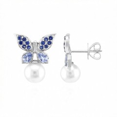 Gouden oorbellen met Akoya parels (Michelle Albala)