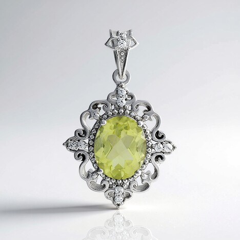 Pendentif en argent et Quartz de l'Ouro Verde