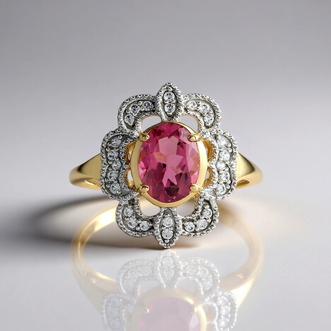 Bague en or et Tourmaline rose du Brésil