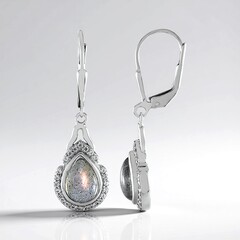 Orecchini in argento con Labradorite rosa Maniry
