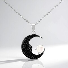 Collana in argento con Pietra di Luna Arcobaleno