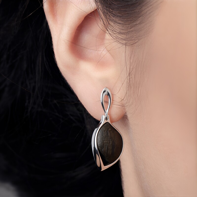 Boucles d'oreilles en argent et Chêne des marais (dagen)