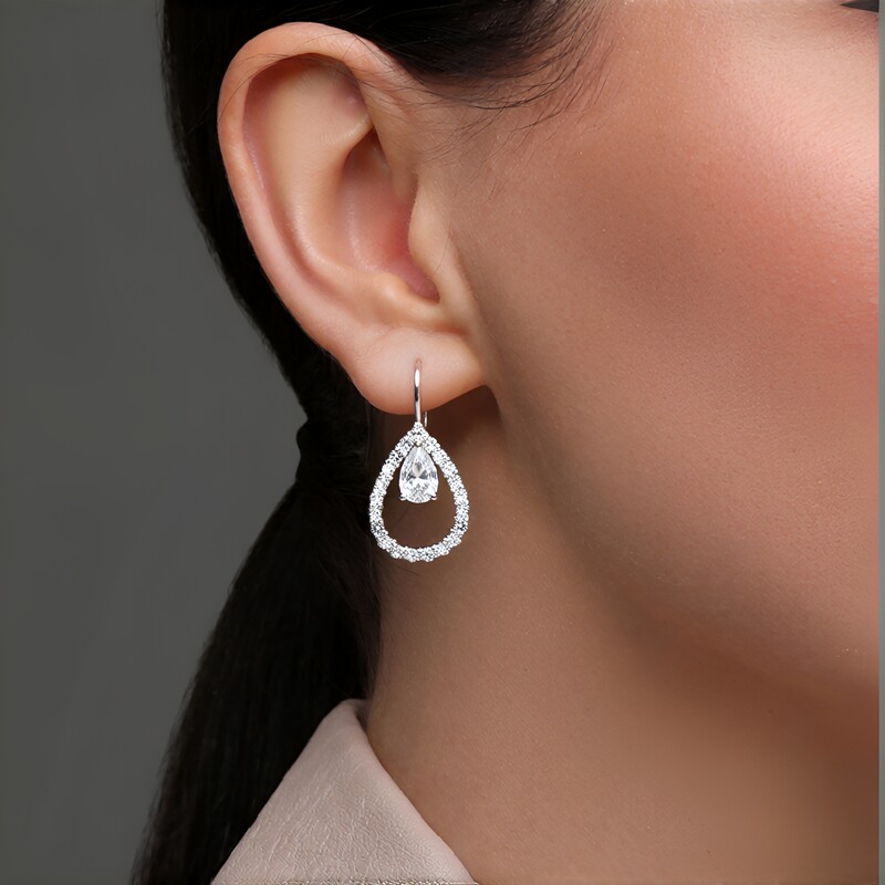 White Topaz Silver Earrings