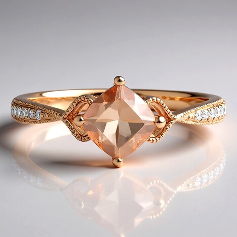 Anello in oro con Morganite AAA