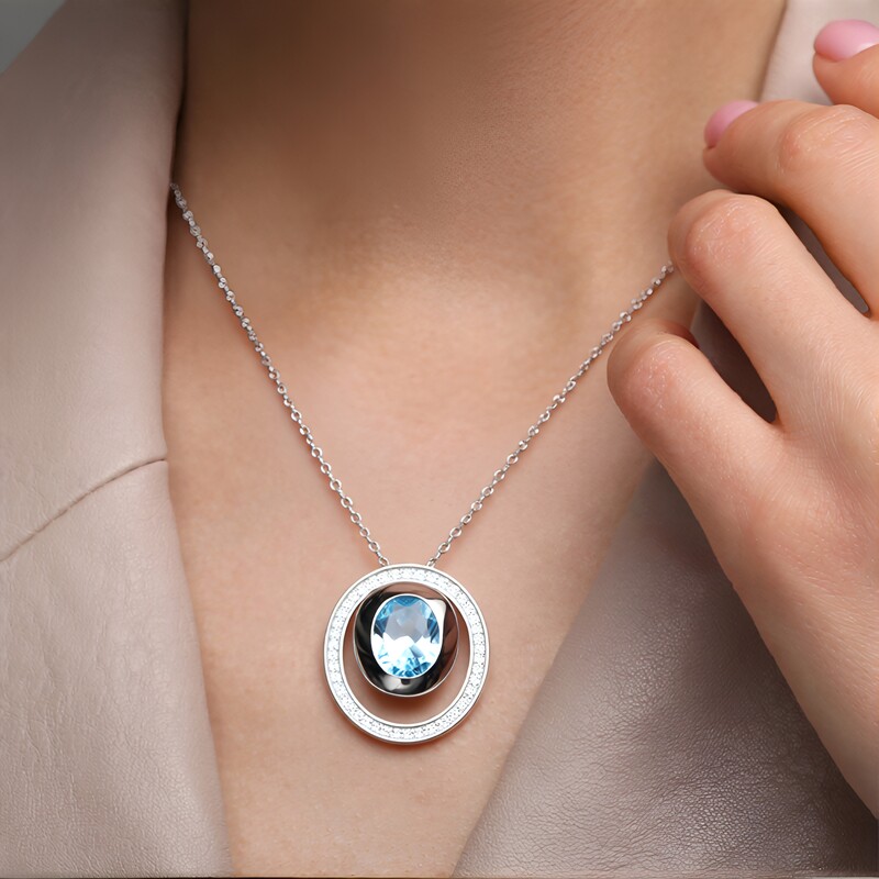 Ciondolo in argento con Topazio Blu Cielo (MONOSONO COLLECTION)