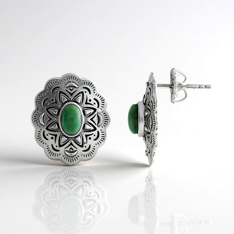 Orecchini in argento con Turchese Verde (Desert Chic)