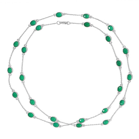 Zilveren halsketting met Groene onyxen (Adela Silber)