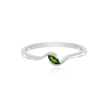 Anillo en plata con Diópsido de Rusia