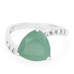 Anello in argento con Calcedonio Verde