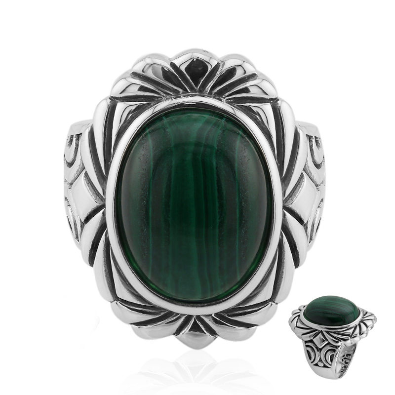 Art of Nature 9,83ct Malachit Sterling Ring, Kongo