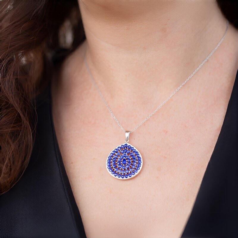 Tansanit-Silberhalskette