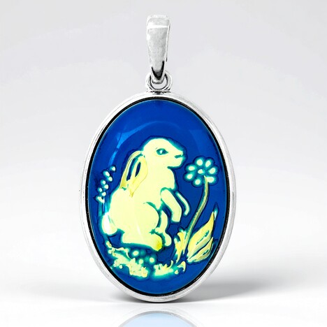 Ciondolo in argento con Ambra Blu (dagen)