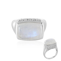 Anello in argento con Pietra di Luna Arcobaleno (KM by Juwelo)