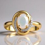 Anello in oro con Opale Bianco Brasiliano