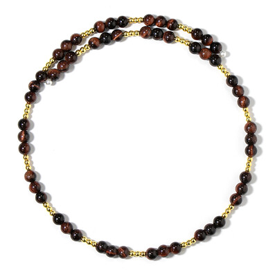Collana rigida in acciaio con Occhio di Tigre Rosso (Riya)