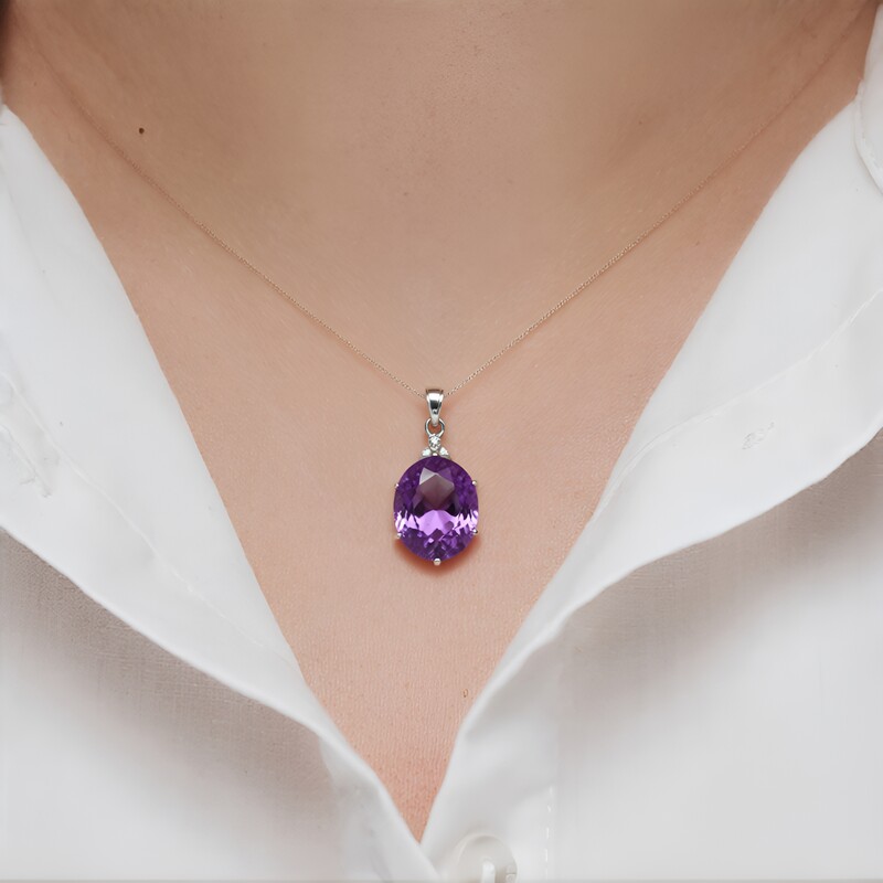 Sambia-Amethyst-Silberanhänger