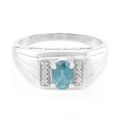 Anello da uomo in argento con Cianite Peacock