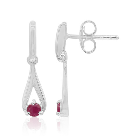 Burmesischer Rubin-Silberohrringe