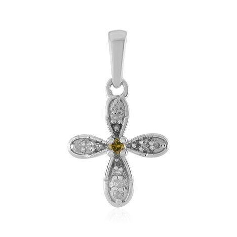 Pendentif en argent et Diamant jaune I2