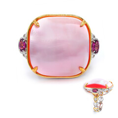 Pinkfarbene Mabe-Perlen-Silberring