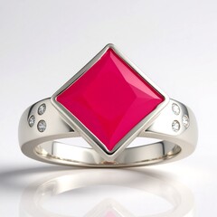 Anello in argento con Calcedonio Lampone