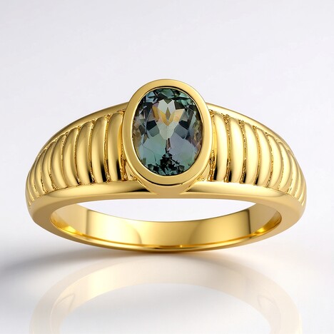 Anello in oro con Tanzanite Blu-Verde Non Riscaldata