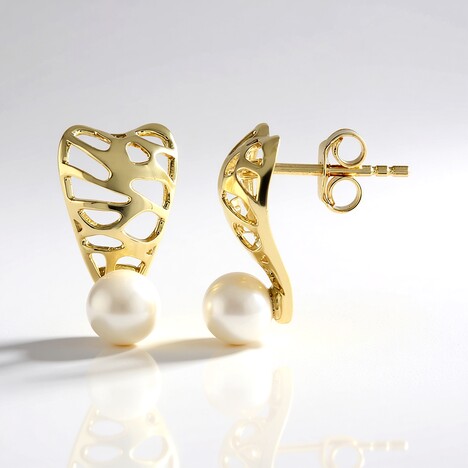Orecchini in oro con Perla d'Acqua Dolce Bianca (Ornaments by de Melo)