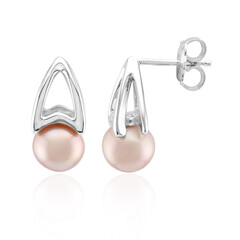 Zilveren oorbellen met paarse Ming parels