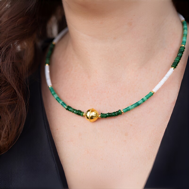 Collar en plata con Aventurina verde (Riya)