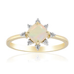 Anillo en oro con Ópalo blanco de Brasil