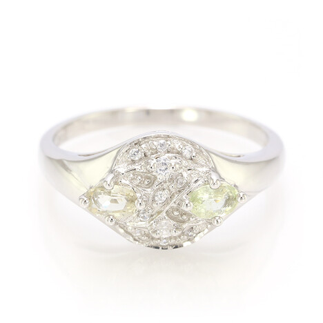 Anello placcato in platino con Tormalina Cuprian