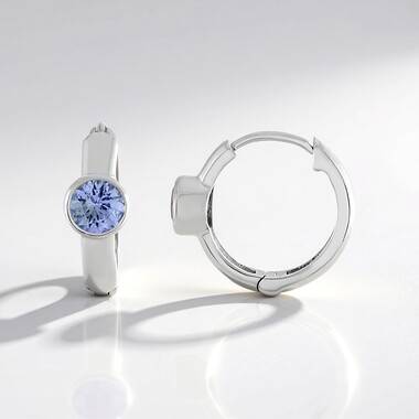 Boucles d'oreilles en argent et Tanzanite non chauffée
