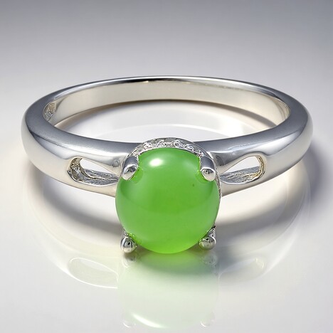 Anello in argento con Crisoprasio Imperiale