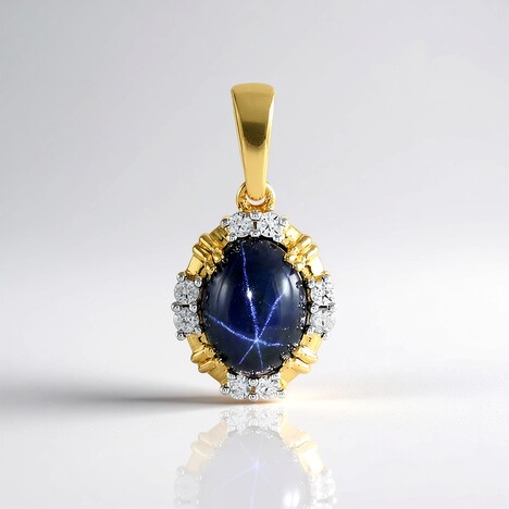 Pendentif en argent et Saphir étoilé bleu