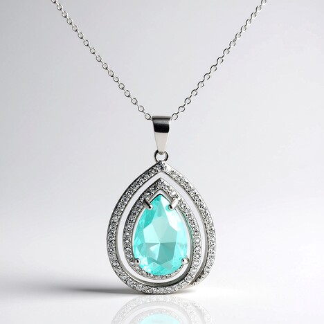 Collana in argento con Quarzo blu pastello