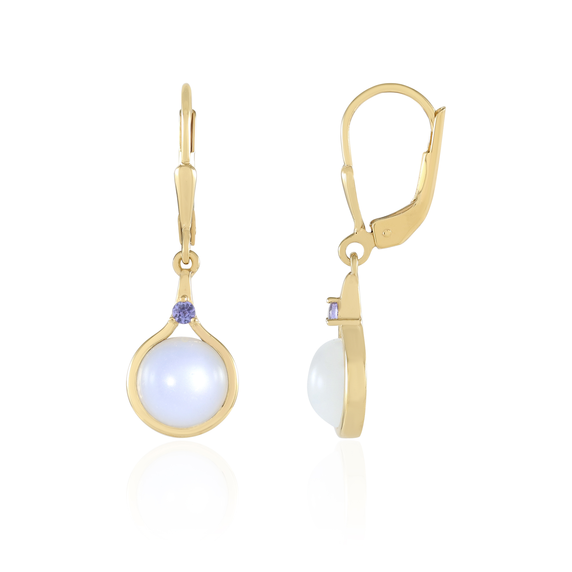 Orecchini A Perno La Luna In Argento 925 Rodiato Con Pietra Di Luna Ed Ebano – 12x10 Mm – Gioiello Artigianale Di Pregio, Design Unico